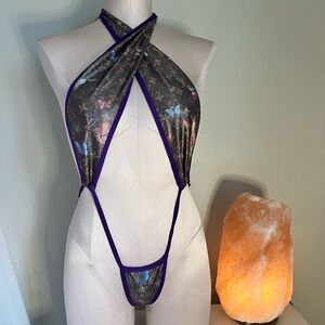 Sheer Butterfly Print Bodysuit